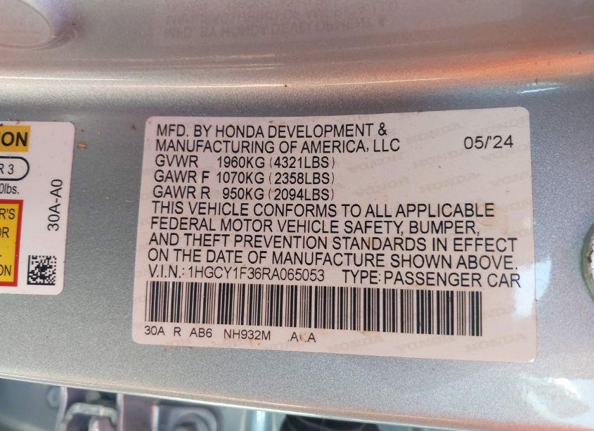 Photo 9 of 2024 Honda Accord EX (VIN 1HGCY1F36RA065053)