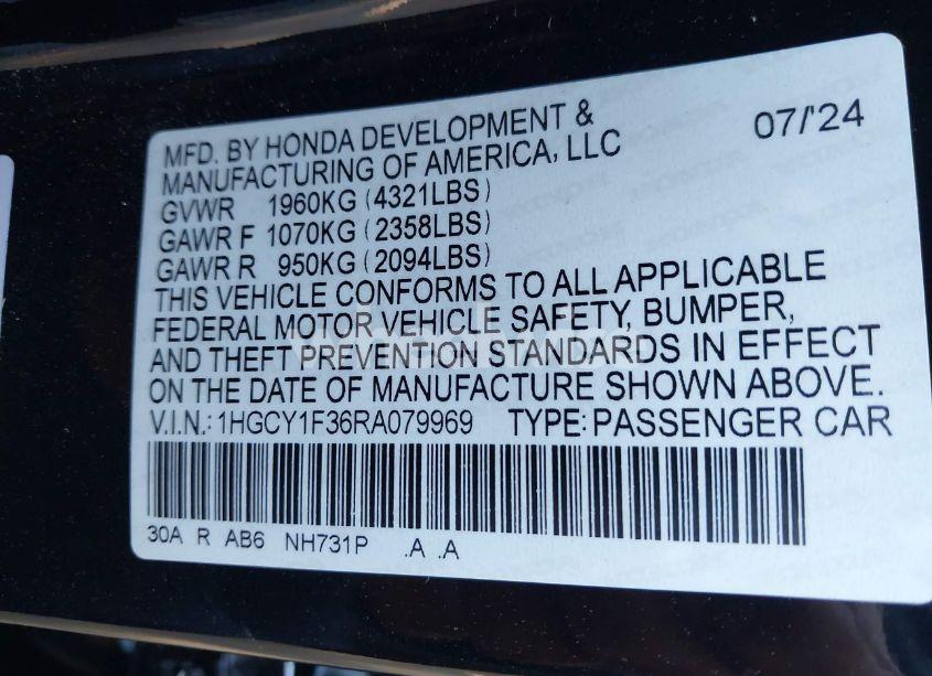 Photo 9 of 2024 Honda Accord EX (VIN 1HGCY1F36RA079969)