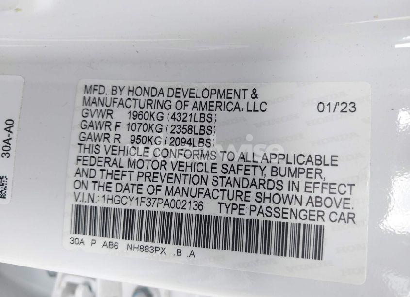 Photo 9 of 2023 Honda Accord EX (VIN 1HGCY1F37PA002136)
