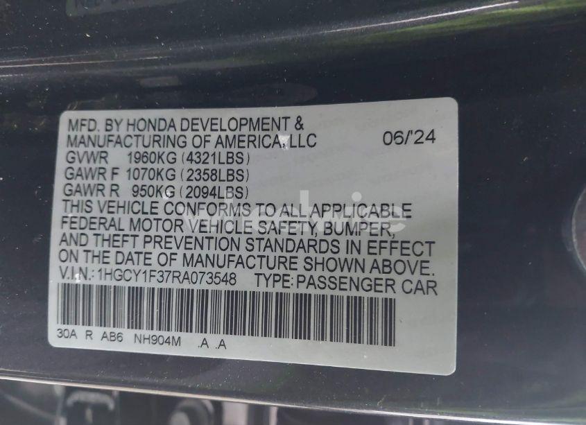 Photo 9 of 2024 Honda Accord EX (VIN 1HGCY1F37RA073548)