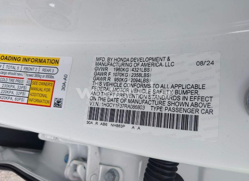 Photo 9 of 2024 Honda Accord EX (VIN 1HGCY1F37RA086803)