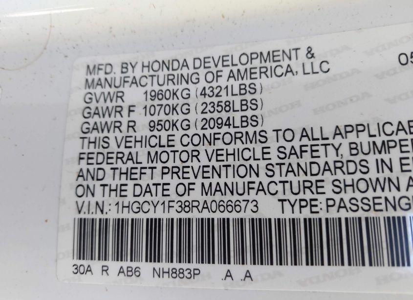 Photo 9 of 2024 Honda Accord EX (VIN 1HGCY1F38RA066673)