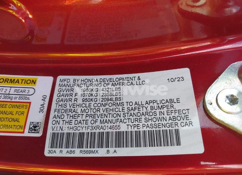 Photo 9 of 2024 Honda Accord EX (VIN 1HGCY1F3XRA014655)