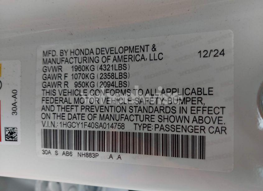 Photo 9 of 2025 Honda Accord SE (VIN 1HGCY1F40SA014758)