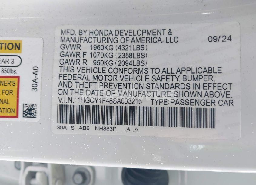 Photo 9 of 2025 Honda Accord SE (VIN 1HGCY1F48SA003216)
