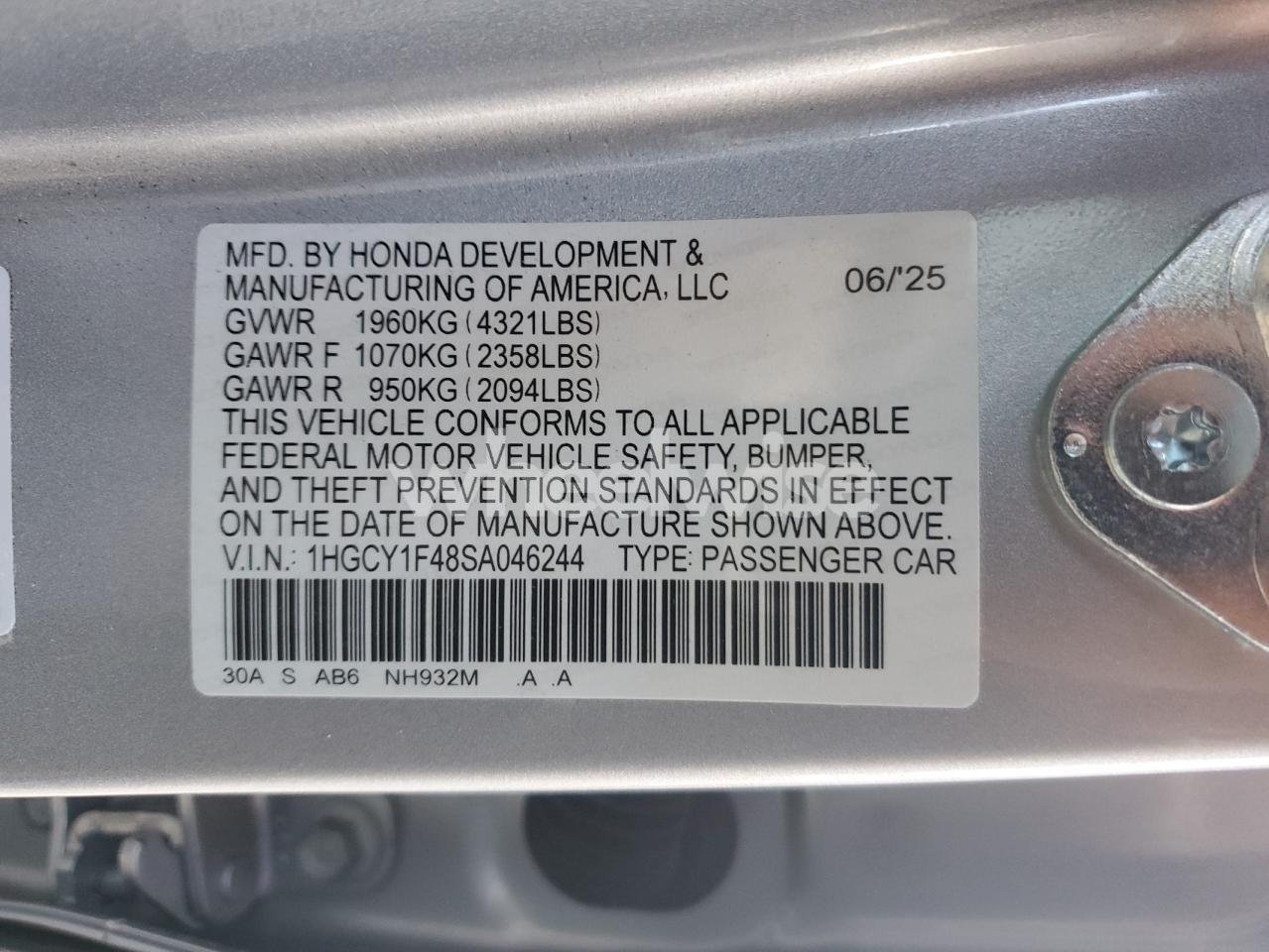 Photo 13 of 2025 HONDA ACCORD SE (VIN 1HGCY1F48SA046244)