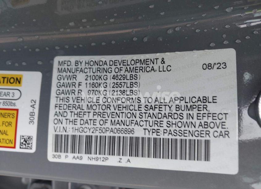 Photo 9 of 2023 Honda Accord HYBRID SPORT (VIN 1HGCY2F50PA066896)