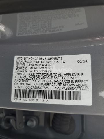 Photo 11 of 2024 HONDA ACCORD HYBRID SPORT (VIN 1HGCY2F51RA076887)