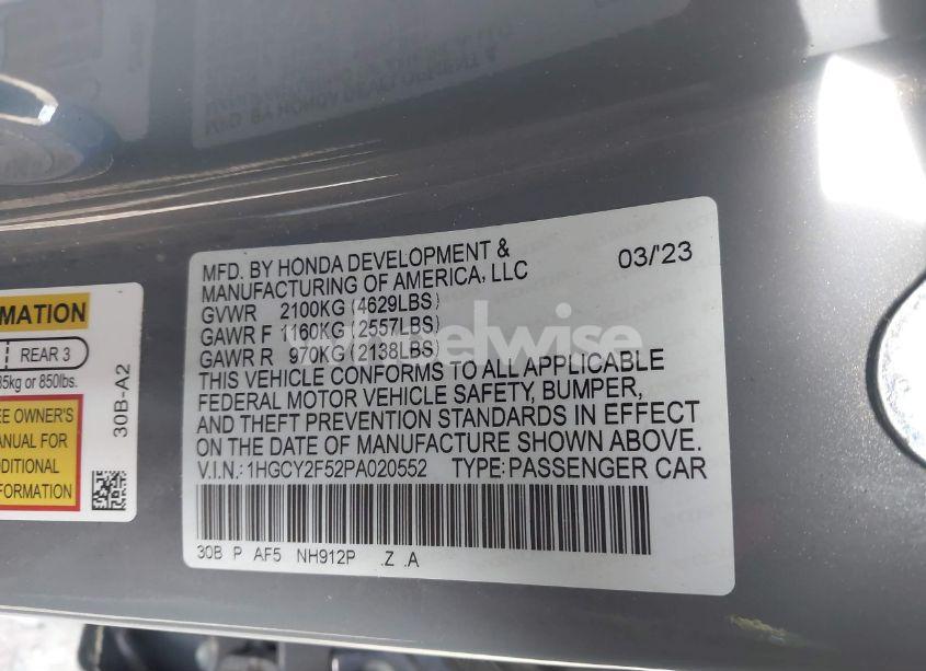 Photo 9 of 2023 Honda Accord HYBRID SPORT (VIN 1HGCY2F52PA020552)