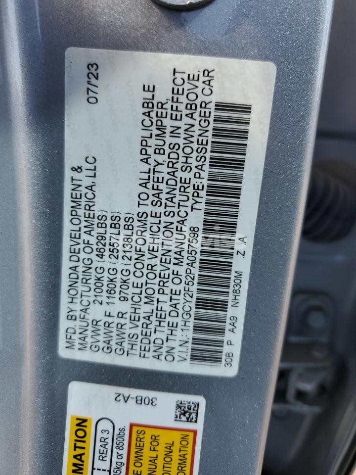 Photo 12 of 2023 HONDA ACCORD HYBRID SPORT (VIN 1HGCY2F52PA057598)