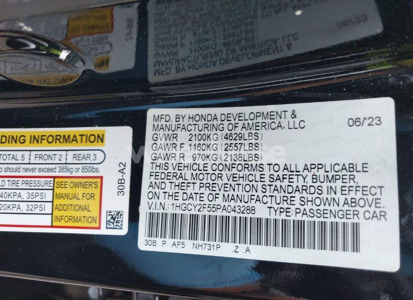 Photo 9 of 2023 Honda Accord HYBRID SPORT (VIN 1HGCY2F55PA043288)