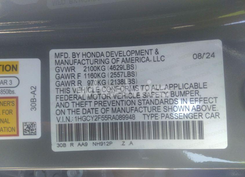 Photo 9 of 2024 Honda Accord HYBRID SPORT (VIN 1HGCY2F55RA089948)