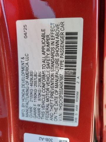 Photo 3 of 2025 HONDA ACCORD HYBRID SPORT (VIN 1HGCY2F55SA047687)