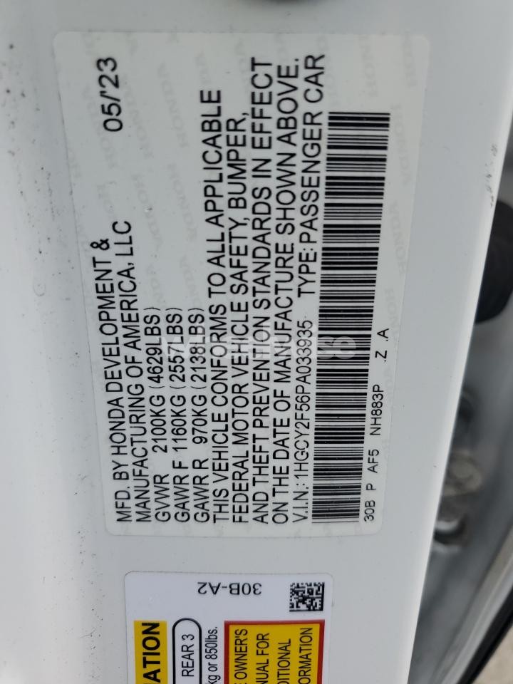 Photo 13 of 2023 HONDA ACCORD HYBRID SPORT (VIN 1HGCY2F56PA033935)