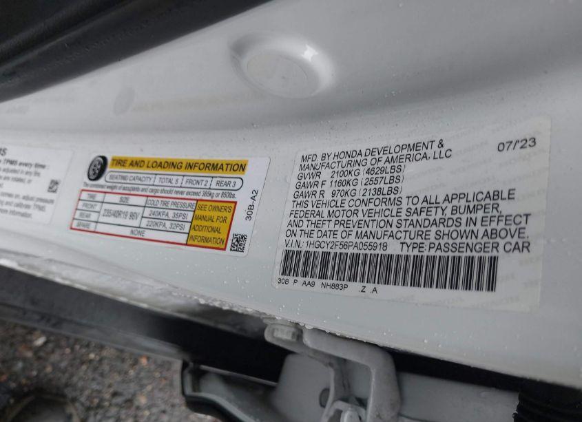 Photo 9 of 2023 Honda Accord HYBRID SPORT (VIN 1HGCY2F56PA055918)