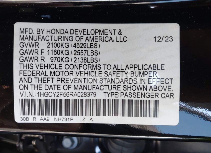 Photo 9 of 2024 Honda Accord HYBRID SPORT (VIN 1HGCY2F56RA028379)