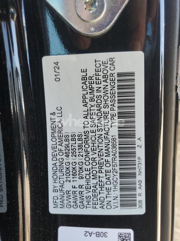 Photo 12 of 2024 HONDA ACCORD HYBRID SPORT (VIN 1HGCY2F57RA038581)