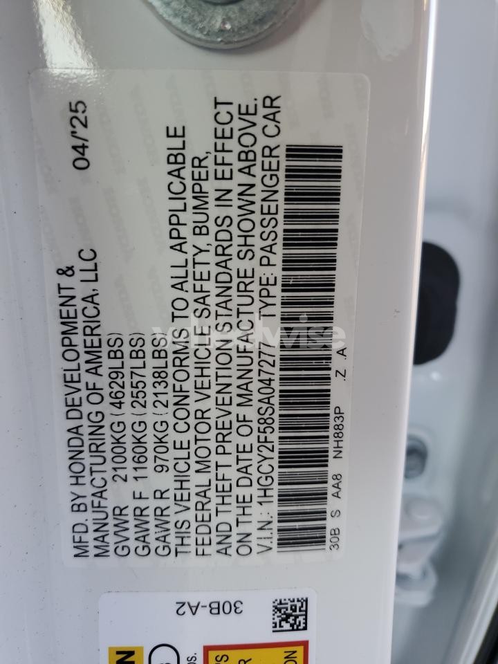 Photo 12 of 2025 HONDA ACCORD HYBRID SPORT (VIN 1HGCY2F58SA047277)