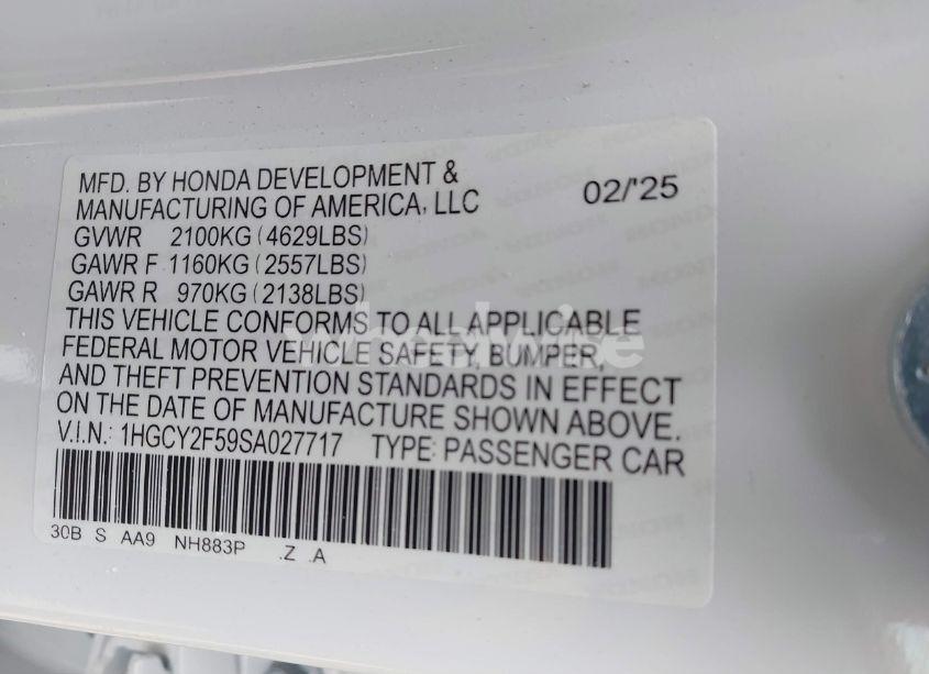 Photo 9 of 2025 Honda Accord HYBRID SPORT (VIN 1HGCY2F59SA027717)