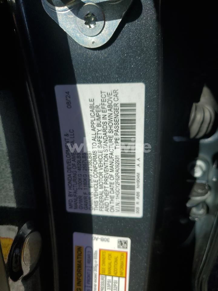 Photo 12 of 2024 HONDA ACCORD HYBRID EXL N/A (VIN 1HGCY2F62RA092931)