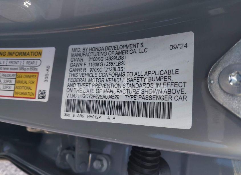 Photo 9 of 2025 Honda Accord HYBRID EX-L (VIN 1HGCY2F62SA004529)