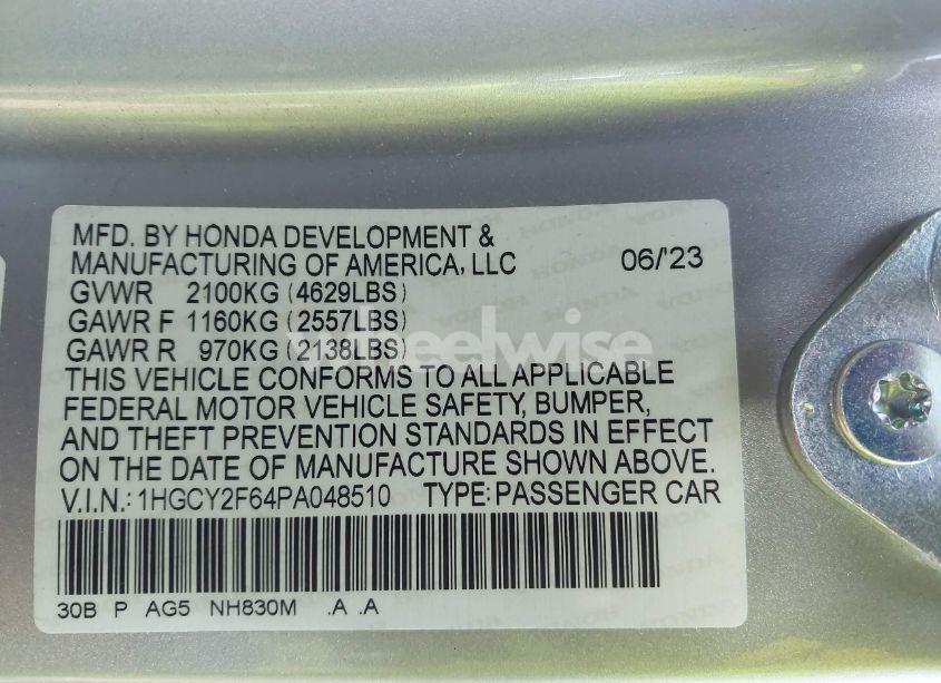 Photo 9 of 2023 Honda Accord HYBRID EX-L (VIN 1HGCY2F64PA048510)