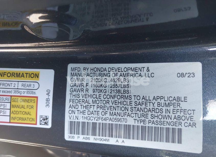 Photo 9 of 2023 Honda Accord HYBRID EX-L (VIN 1HGCY2F64PA059670)