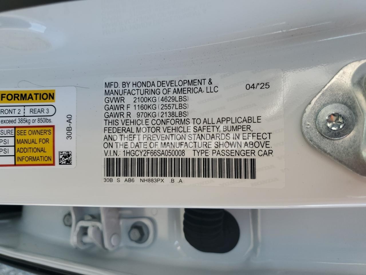 Photo 12 of 2025 HONDA ACCORD HYBRID EXL (VIN 1HGCY2F66SA050008)