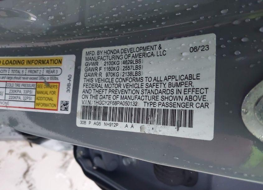 Photo 9 of 2023 Honda Accord HYBRID EX-L (VIN 1HGCY2F68PA050132)