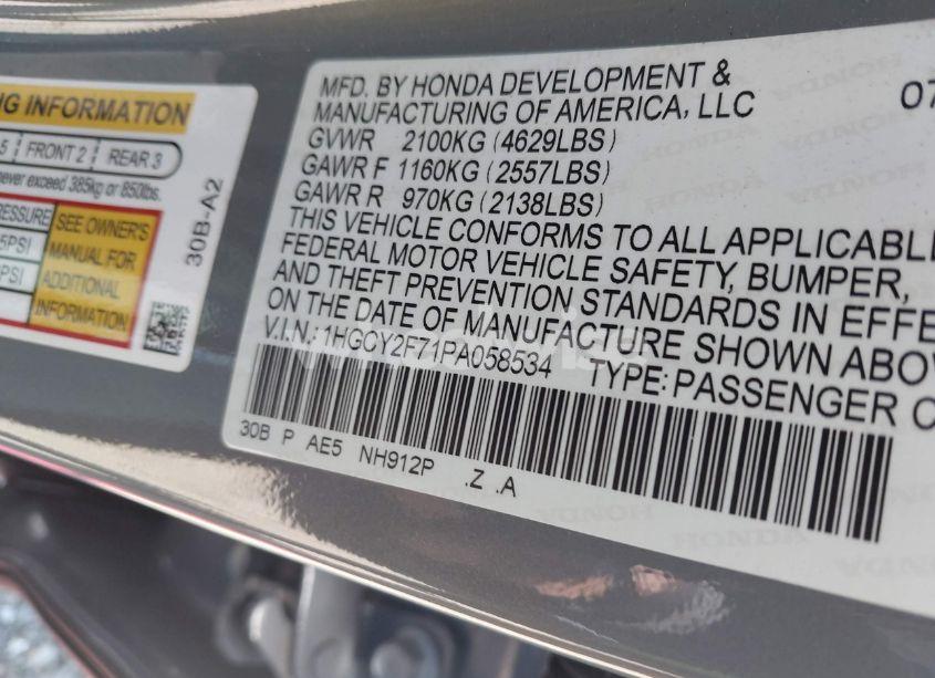 Photo 9 of 2023 Honda Accord HYBRID SPORT-L (VIN 1HGCY2F71PA058534)