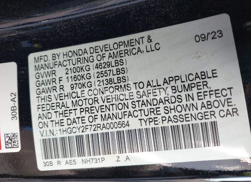 Photo 9 of 2024 Honda Accord HYBRID SPORT-L (VIN 1HGCY2F72RA000564)