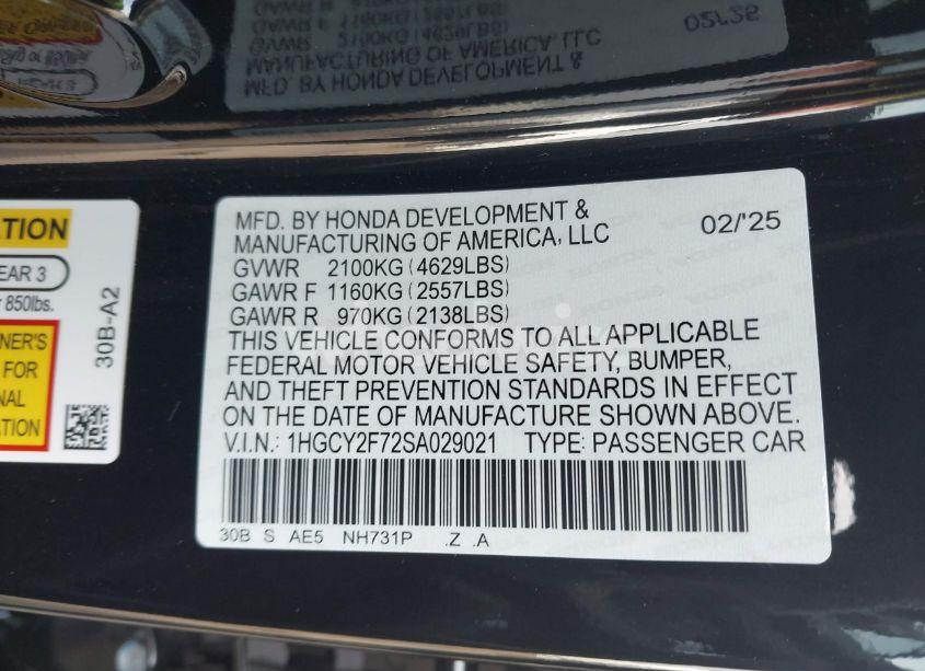 Photo 9 of 2025 Honda Accord HYBRID SPORT-L (VIN 1HGCY2F72SA029021)
