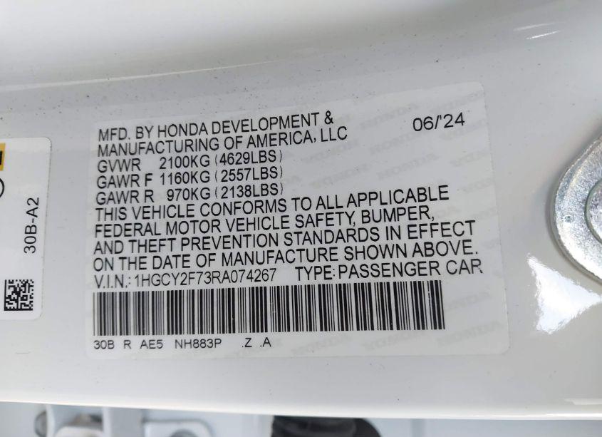 Photo 9 of 2024 Honda Accord HYBRID SPORT-L (VIN 1HGCY2F73RA074267)