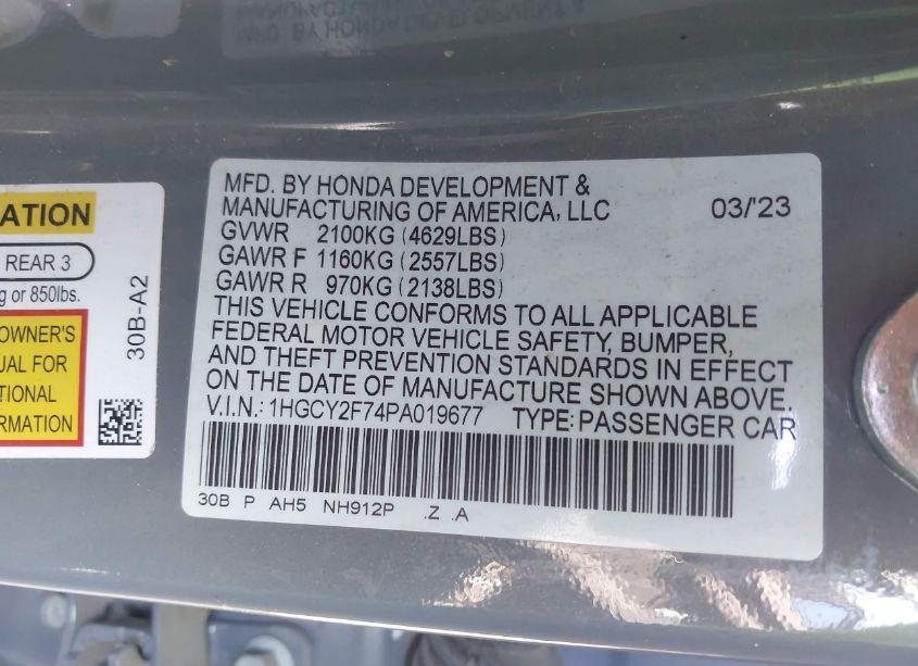 Photo 9 of 2023 Honda Accord HYBRID SPORT-L (VIN 1HGCY2F74PA019677)