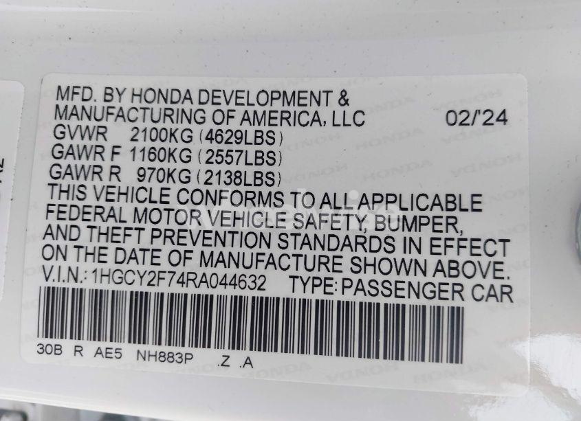Photo 9 of 2024 Honda Accord HYBRID SPORT-L (VIN 1HGCY2F74RA044632)