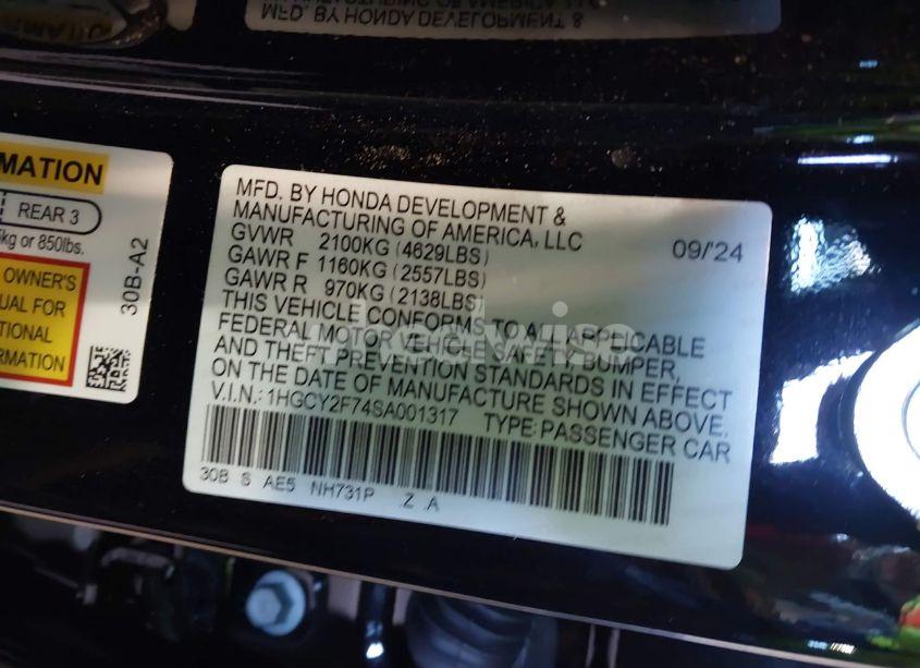 Photo 9 of 2025 Honda Accord HYBRID SPORT-L (VIN 1HGCY2F74SA001317)