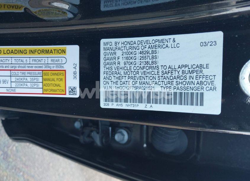 Photo 9 of 2023 Honda Accord HYBRID SPORT-L (VIN 1HGCY2F75PA021521)