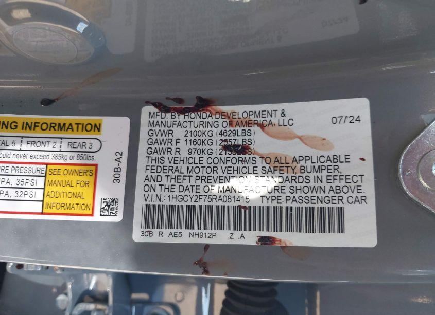 Photo 9 of 2024 Honda Accord HYBRID SPORT-L (VIN 1HGCY2F75RA081415)