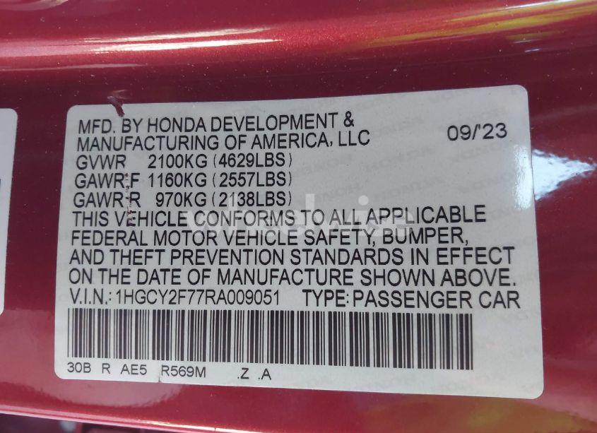 Photo 9 of 2024 Honda Accord HYBRID SPORT-L (VIN 1HGCY2F77RA009051)