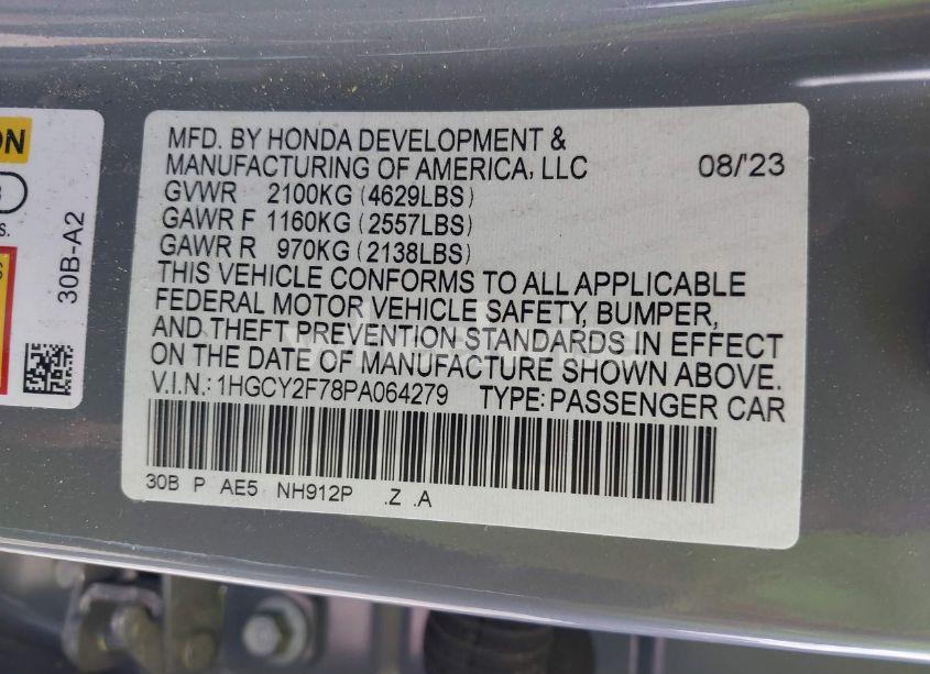 Photo 9 of 2023 Honda Accord HYBRID SPORT-L (VIN 1HGCY2F78PA064279)