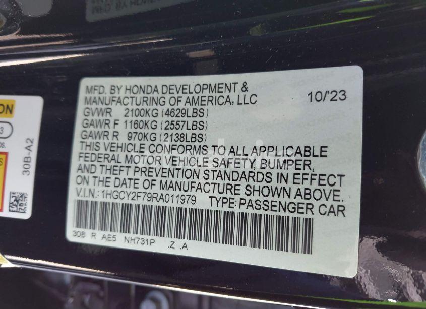 Photo 9 of 2024 Honda Accord HYBRID SPORT-L (VIN 1HGCY2F79RA011979)