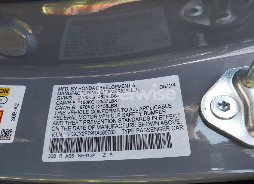 Photo 9 of 2024 Honda Accord HYBRID SPORT-L (VIN 1HGCY2F79RA065783)