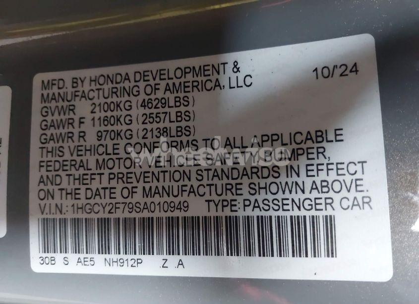 Photo 9 of 2025 Honda Accord HYBRID SPORT-L (VIN 1HGCY2F79SA010949)