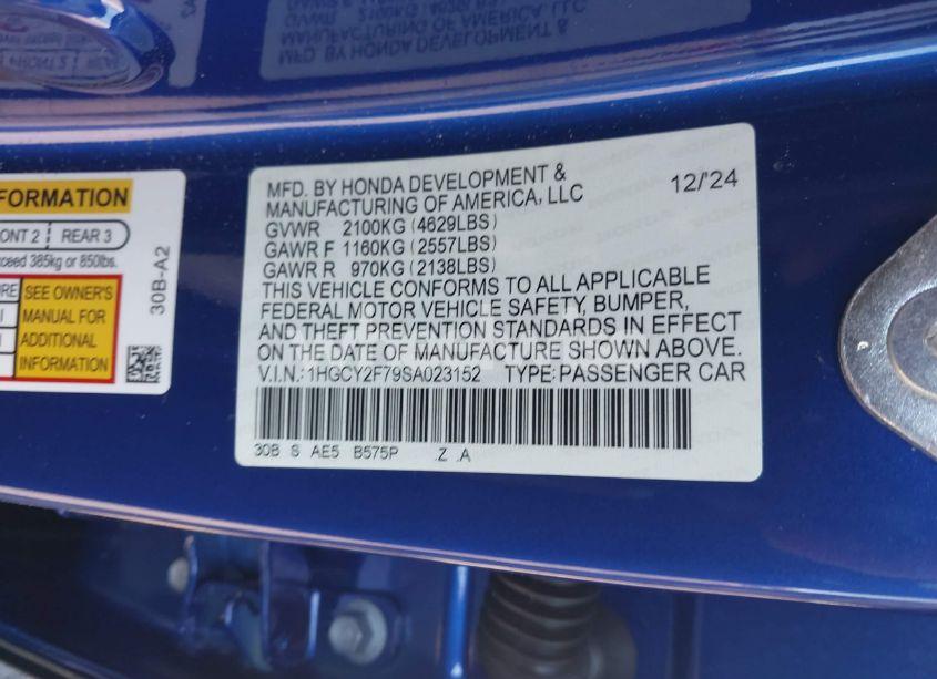 Photo 9 of 2025 Honda Accord HYBRID SPORT-L (VIN 1HGCY2F79SA023152)