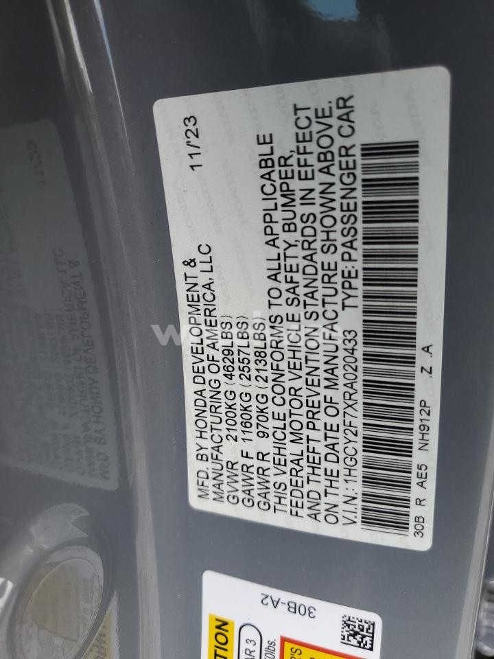 Photo 12 of 2024 HONDA ACCORD HYBRID SPORT-L (VIN 1HGCY2F7XRA020433)