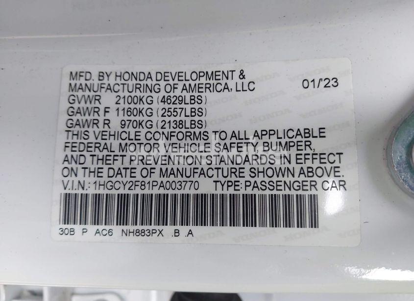 Photo 9 of 2023 Honda Accord HYBRID TOURING (VIN 1HGCY2F81PA003770)