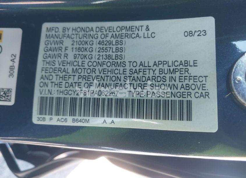 Photo 9 of 2023 Honda Accord HYBRID TOURING (VIN 1HGCY2F81PA062267)