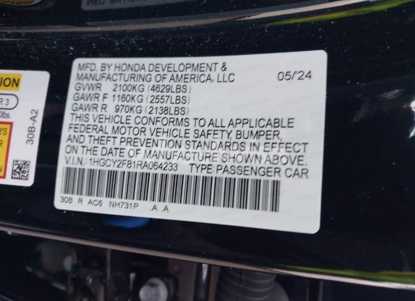 Photo 9 of 2024 Honda Accord HYBRID TOURING (VIN 1HGCY2F81RA064233)