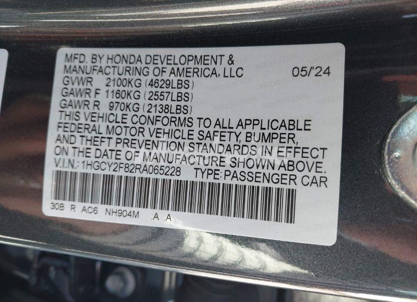 Photo 9 of 2024 Honda Accord HYBRID TOURING (VIN 1HGCY2F82RA065228)