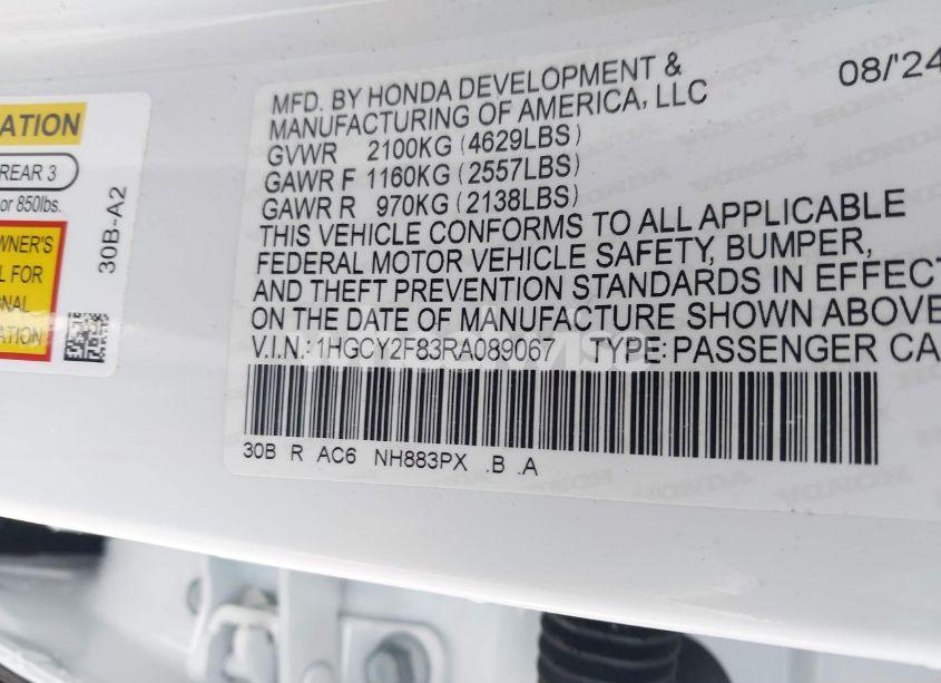 Photo 9 of 2024 Honda Accord HYBRID TOURING (VIN 1HGCY2F83RA089067)